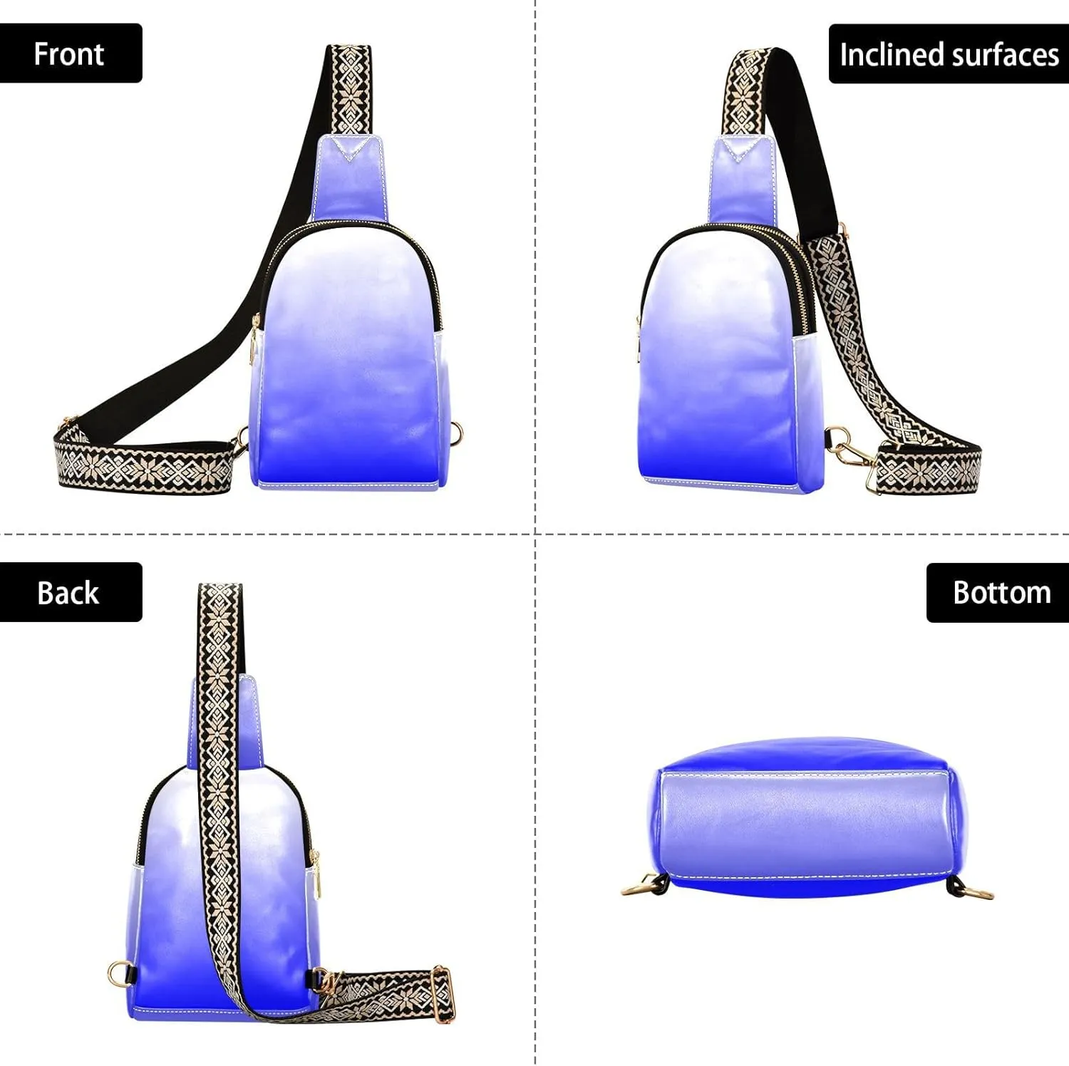Small Sling Bag for Women Blue Crossbody Fanny Packs for Travel, Casual 20804-1