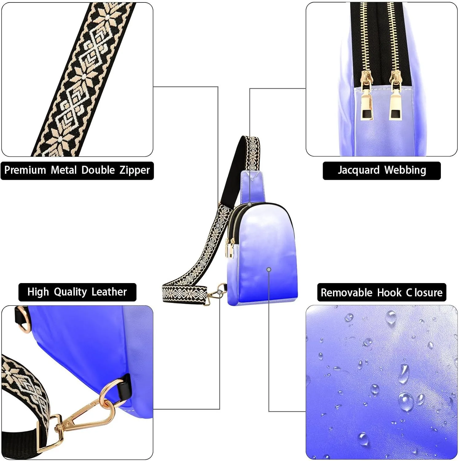 Small Sling Bag for Women Blue Crossbody Fanny Packs for Travel, Casual 20804-1