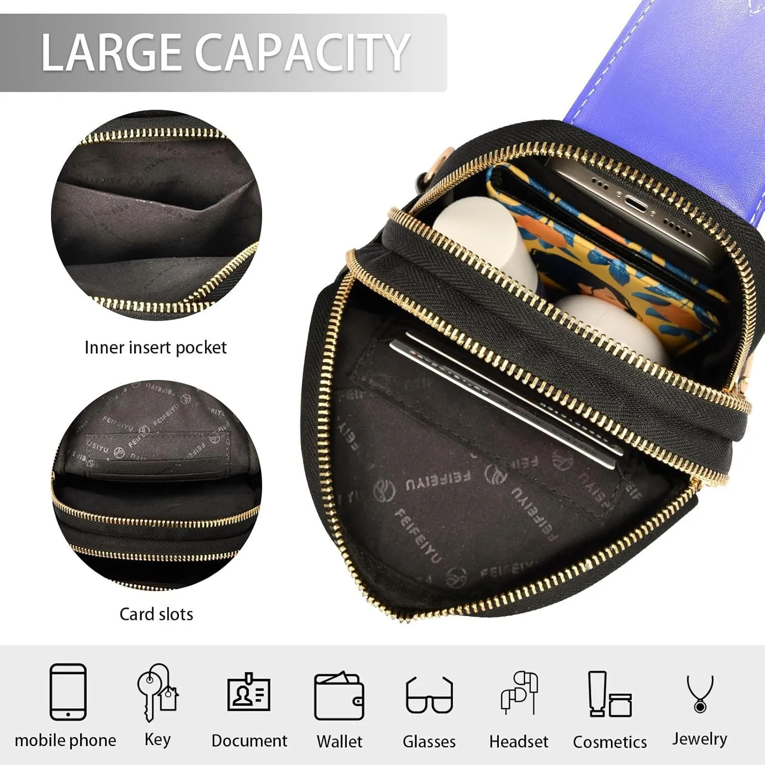 Small Sling Bag for Women Blue Crossbody Fanny Packs for Travel, Casual 20804-1