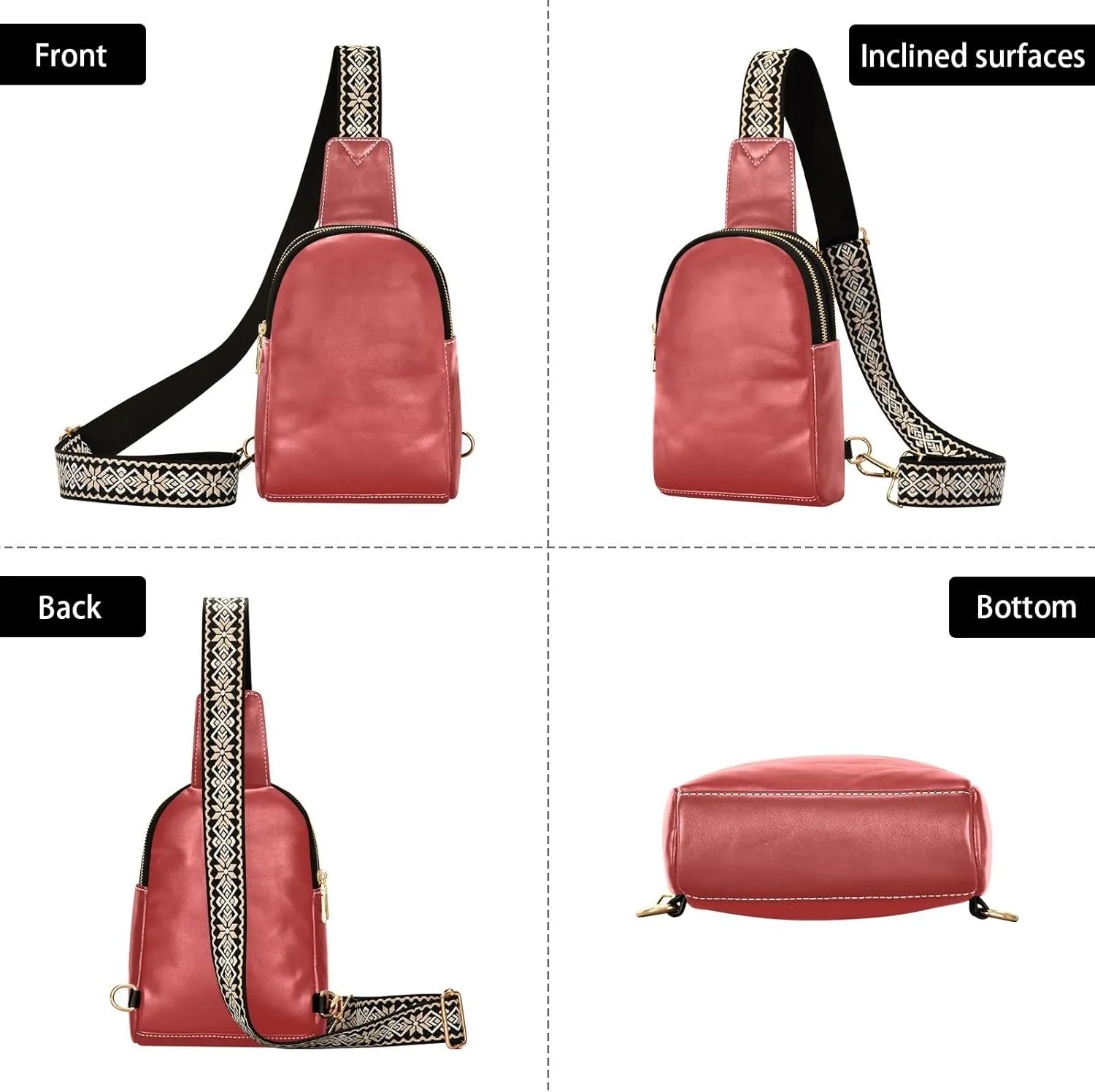 Small Sling Bag for Women Brown Crossbody Fanny Packs for Travel, Casual 20833