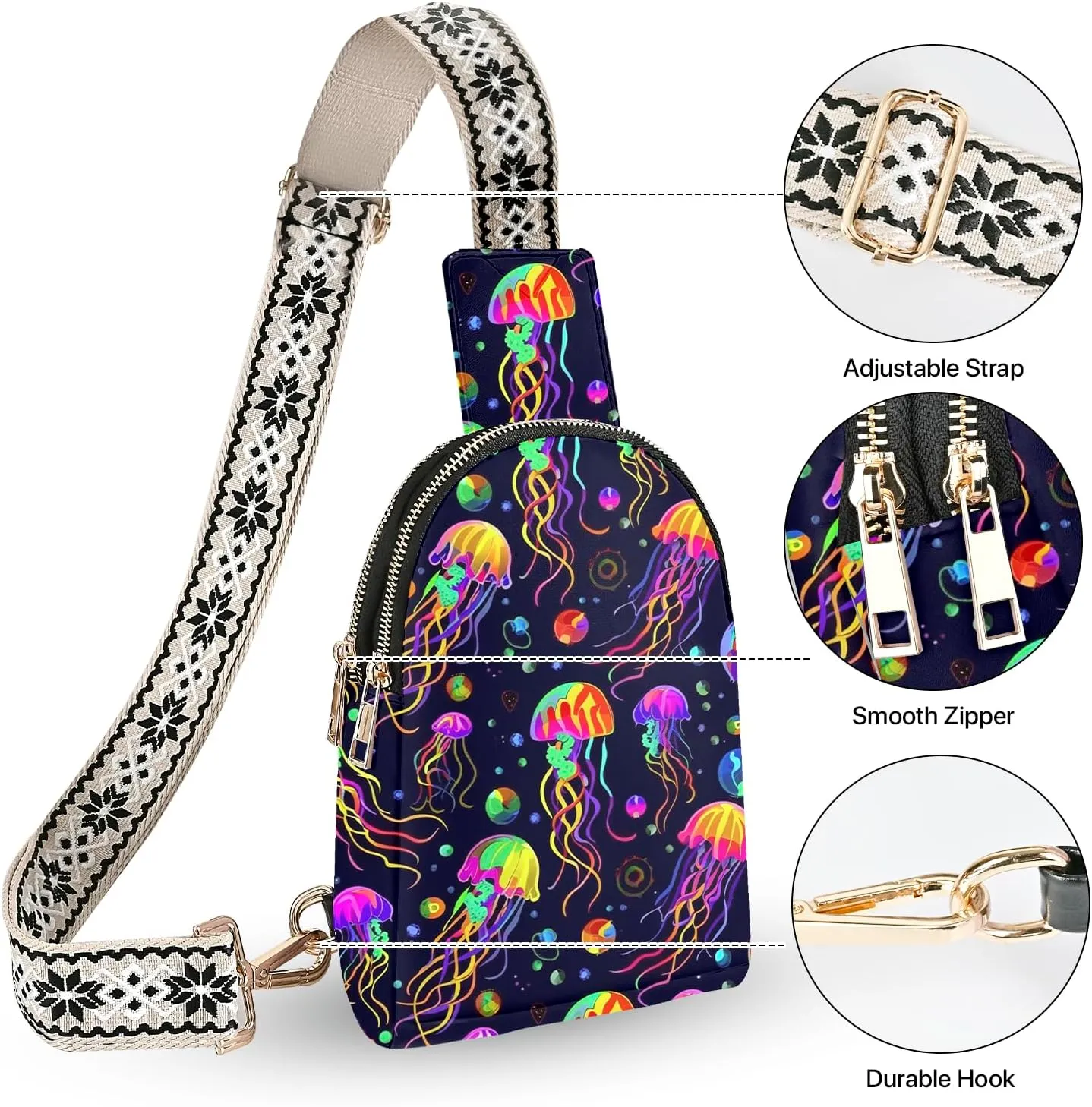Small Sling Bag Leather Fanny Packs for Women Crossbody Purses Travel Chest Casual Daypacks