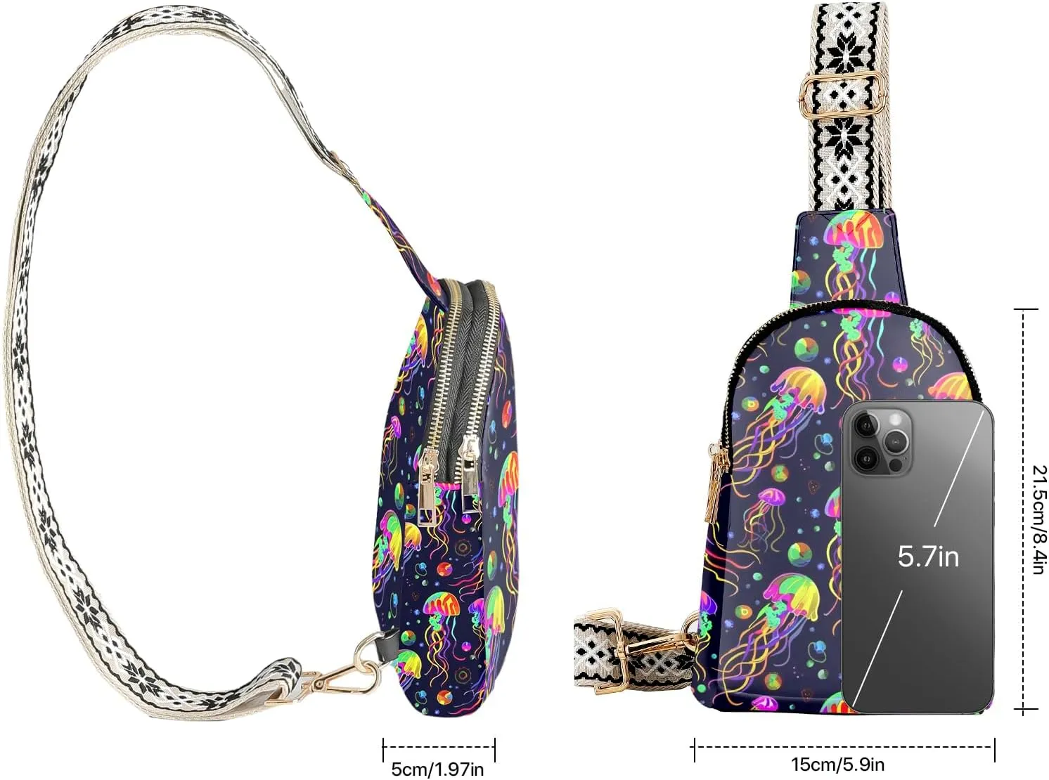 Small Sling Bag Leather Fanny Packs for Women Crossbody Purses Travel Chest Casual Daypacks