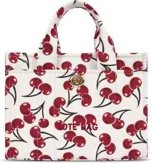 Small Tote Bag for Women Cherry Tote 26 Cute Canvas Hobo Handbag Coquette Crossbody Purse