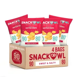 Snack Owl Low Calorie Chips - 4, 5oz Bags of Vegan, Plant-Based, Gluten Free Chips - Low Fat, Low Salt Potato Chips (Sweet & Salty)