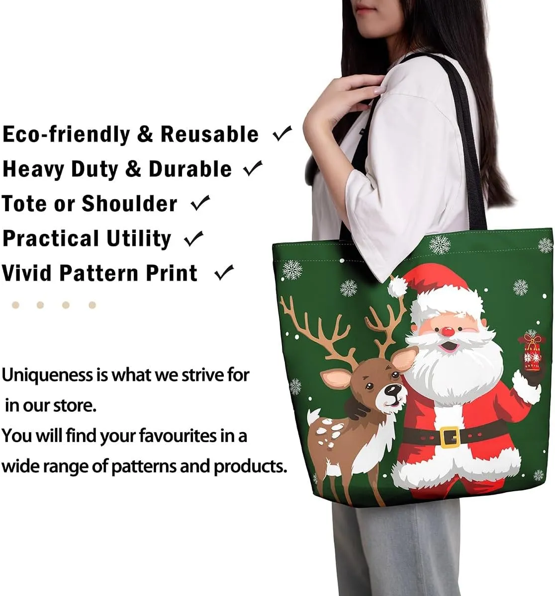 Snowman Canvas Tote Bag Christmas Tree Duffle Bag Women,Skiing Casual Reusable Handbag for Women