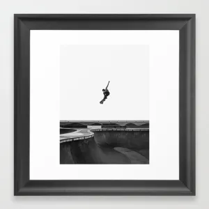 Society6 Air - Skateboarding At Venice Beach, Black And White Photography by Eye Poetry Photography-Framed Art Print (Scoop