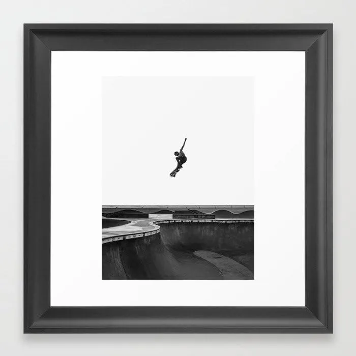 Society6 Air - Skateboarding At Venice Beach, Black And White Photography by Eye Poetry Photography-Framed Art Print (Scoop