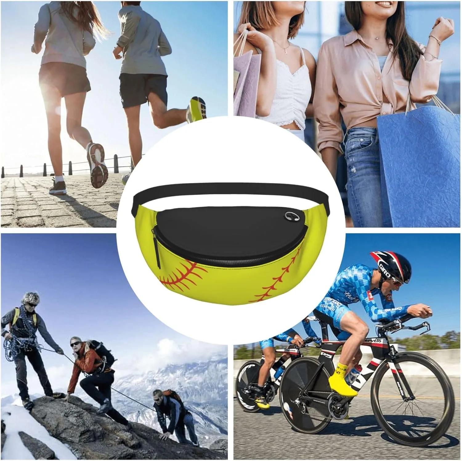 Softball Fanny Pack Waist Bag Adjustable Belt Bag For Men Women Fashion Sling Crossbody Hip Bum Bag Traveling Hiking Cycling Running