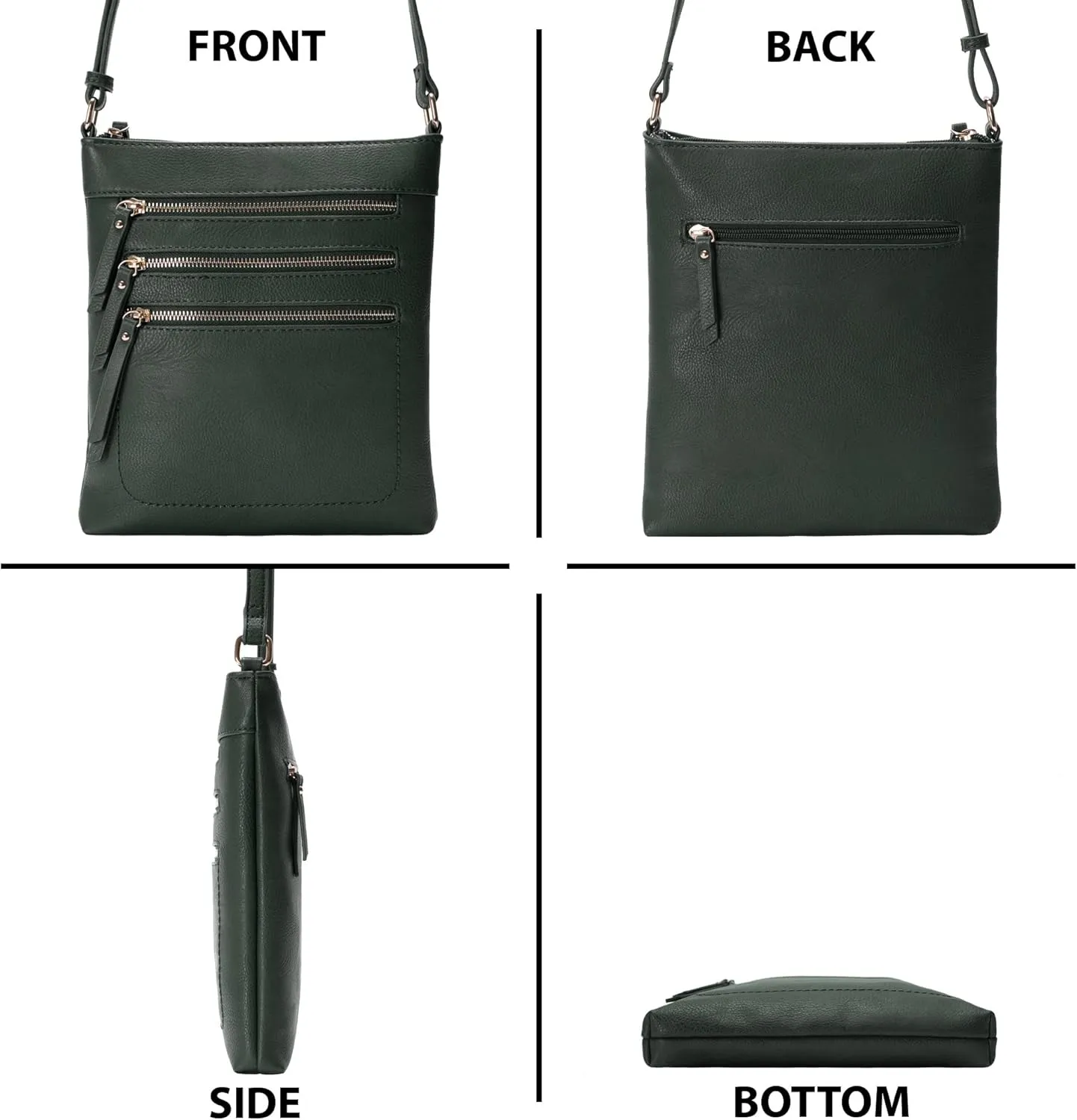 Solene Crossbody Bag Functional Multi Pocket Messenger Purse Top Zip Closure Shoulder Handbag With Adjustable Strap