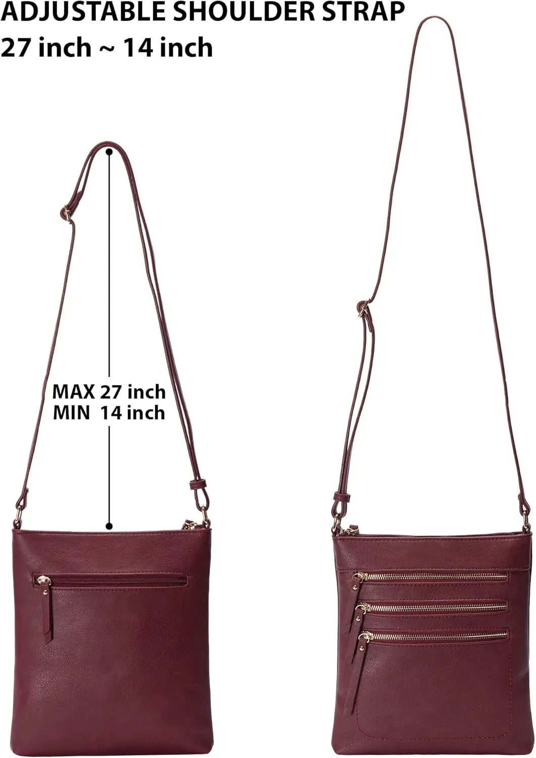 Solene Crossbody Bag Functional Multi Pocket Messenger Purse Top Zip Closure Shoulder Handbag With Adjustable Strap