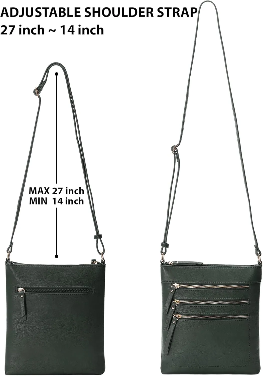 Solene Crossbody Bag Functional Multi Pocket Messenger Purse Top Zip Closure Shoulder Handbag With Adjustable Strap