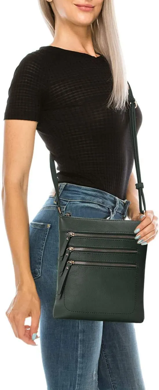 Solene Crossbody Bag Functional Multi Pocket Messenger Purse Top Zip Closure Shoulder Handbag With Adjustable Strap