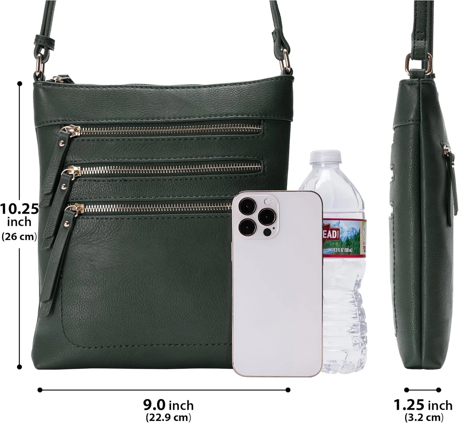 Solene Crossbody Bag Functional Multi Pocket Messenger Purse Top Zip Closure Shoulder Handbag With Adjustable Strap