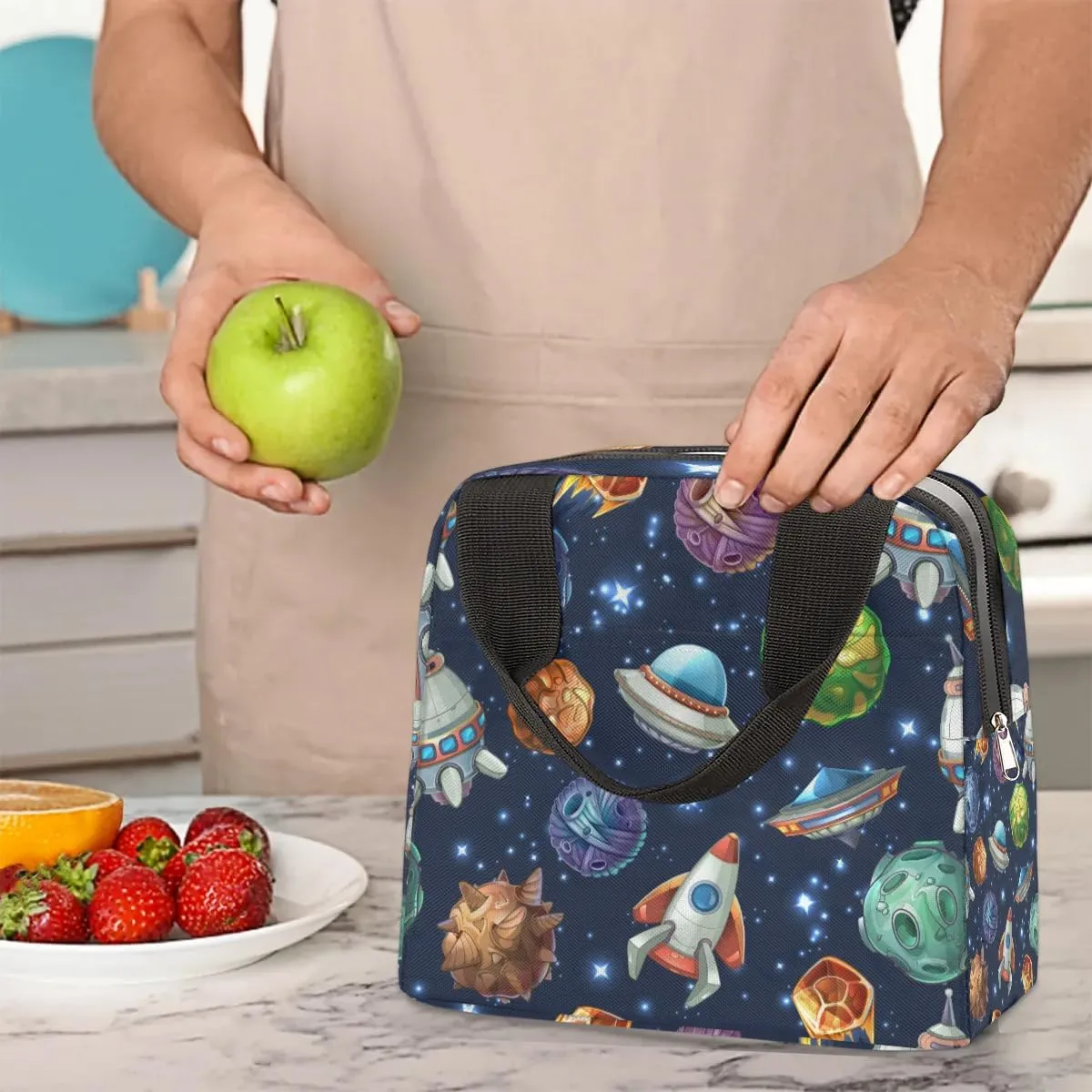 Spacecraft Lunch Bag for Women Men Adult Reusable Insulated Lunch Box Large Capacity Leakproof Thermal Cooler Lunch Tote Bags for Work Office Picnic Travel Beach