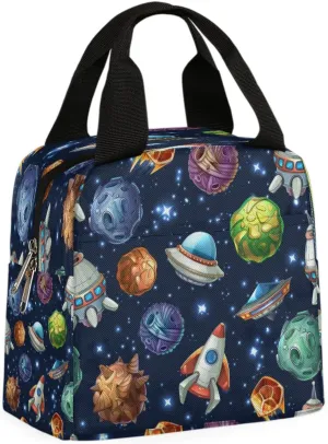 Spacecraft Lunch Bag for Women Men Adult Reusable Insulated Lunch Box Large Capacity Leakproof Thermal Cooler Lunch Tote Bags for Work Office Picnic Travel Beach