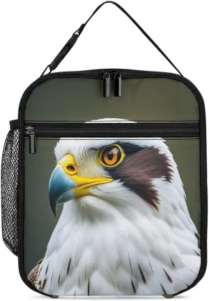 Spear Falcon, White Eagle Lunch Bag for Adults, Portable Insulated Lunch Tote Bags with Handle And Bottle Pocket, Leakproof Reusable Lunchbox for Work, Picnic, Travel