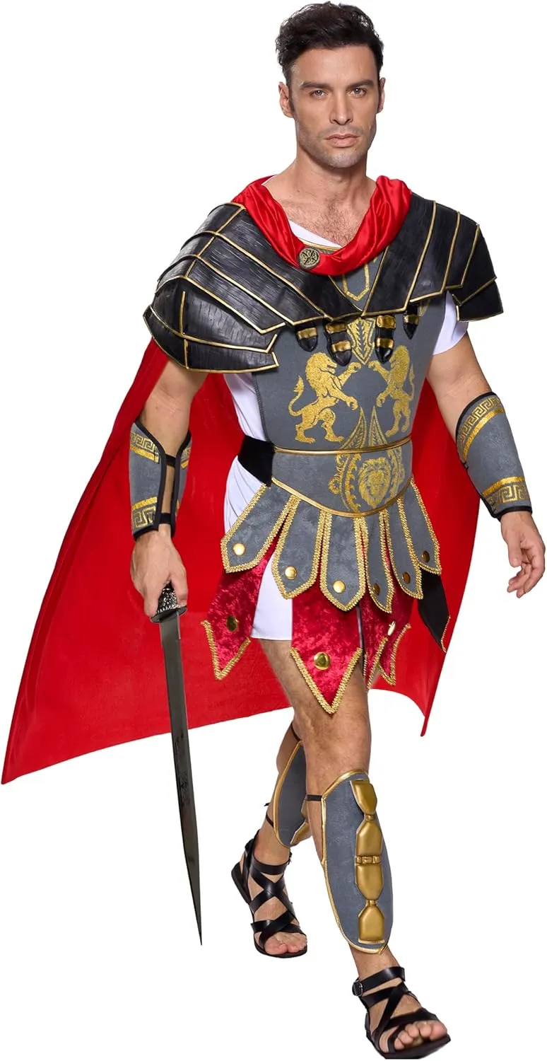 Spooktacular Creations Brave Men’s Roman Gladiator Costume Set for Halloween Audacious Dress Up Party