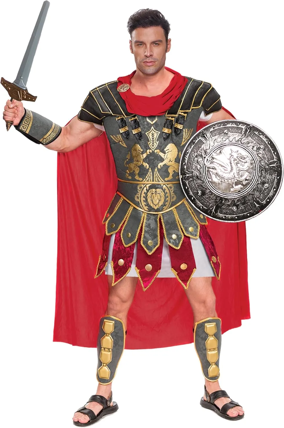 Spooktacular Creations Brave Men’s Roman Gladiator Costume Set for Halloween Audacious Dress Up Party