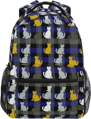 Sport Backpack for Teens Boys Girls Fashion Laptop Bag with Chest Strap for Business Work College Travel Trip Blue Black Stripe Cat Print