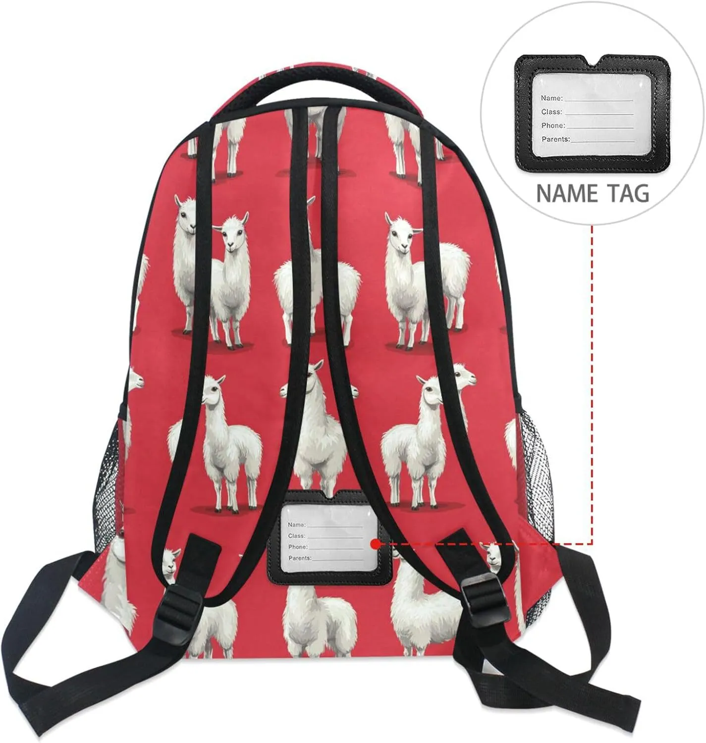 Sport Backpack for Women Men Waterproof Laptop Bookbag with Chest Strap for Business Work College Travel Trip Cartoon Funny Llama Red
