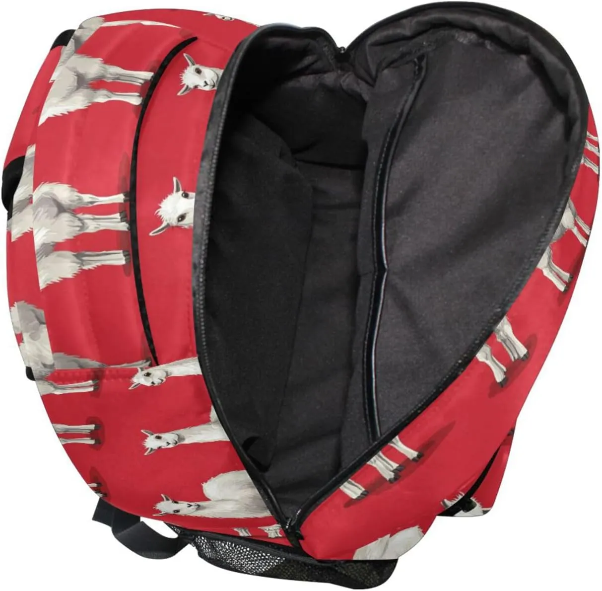 Sport Backpack for Women Men Waterproof Laptop Bookbag with Chest Strap for Business Work College Travel Trip Cartoon Funny Llama Red