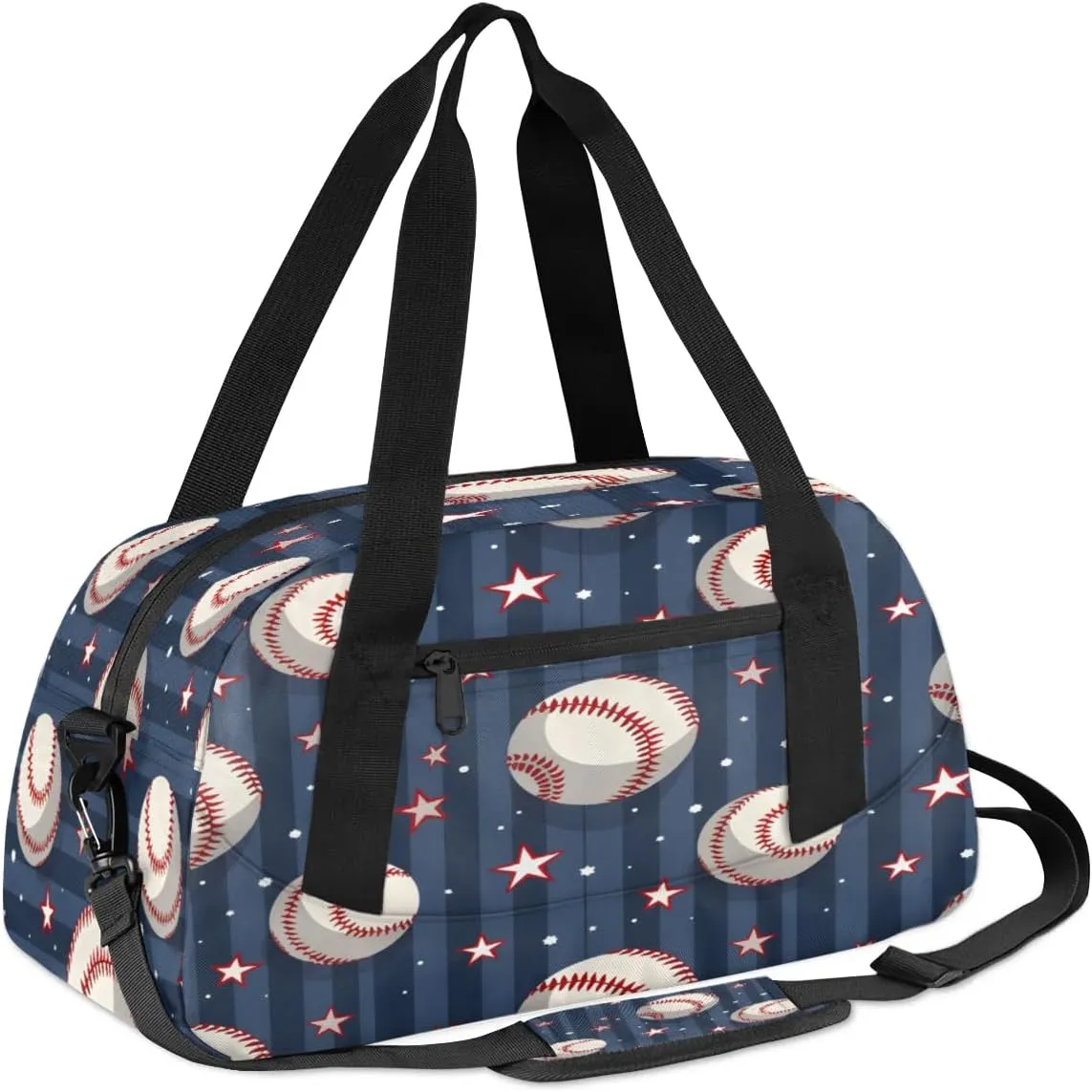 Sport Duffel Bag Baseballs Stars Kids Gym Bag Weekender Overnight Bags for Boys Girls Teens Carry On Workout Travel Bag