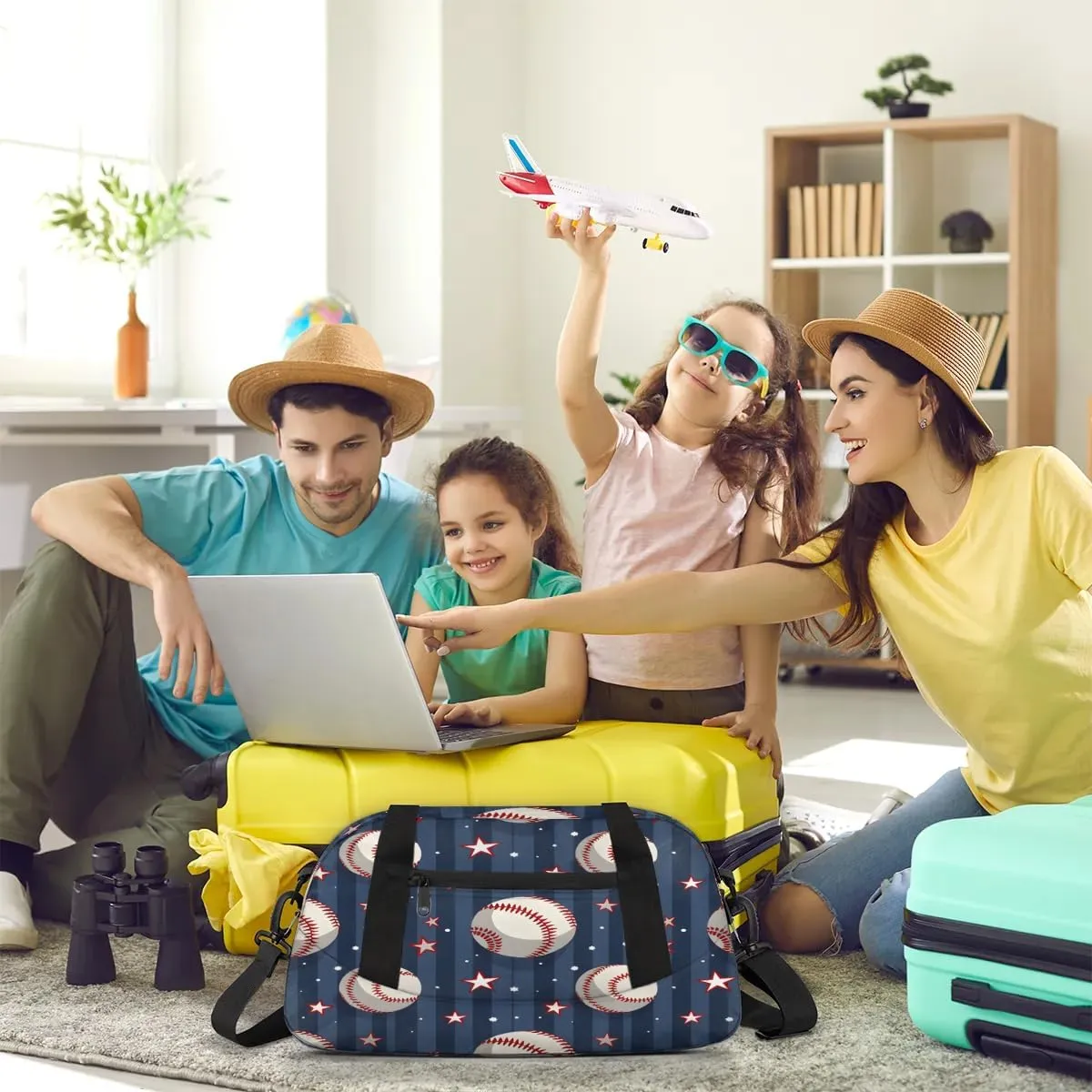 Sport Duffel Bag Baseballs Stars Kids Gym Bag Weekender Overnight Bags for Boys Girls Teens Carry On Workout Travel Bag