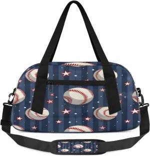 Sport Duffel Bag Baseballs Stars Kids Gym Bag Weekender Overnight Bags for Boys Girls Teens Carry On Workout Travel Bag