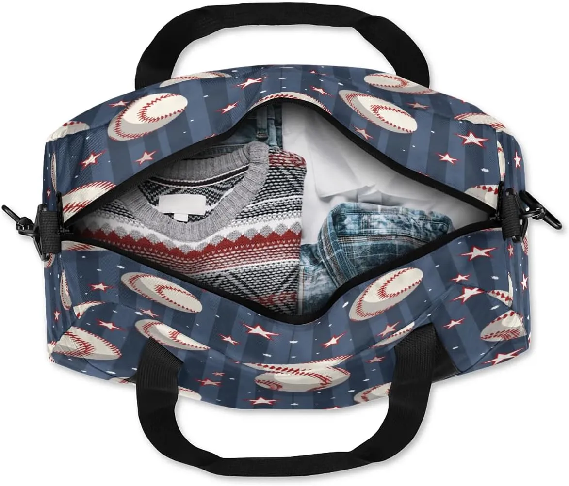Sport Duffel Bag Baseballs Stars Kids Gym Bag Weekender Overnight Bags for Boys Girls Teens Carry On Workout Travel Bag