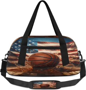 Sport Duffel Bag Basketball Design Kids Gym Bag Weekender Overnight Bags for Boys Girls Teens Carry On Workout Travel Bag