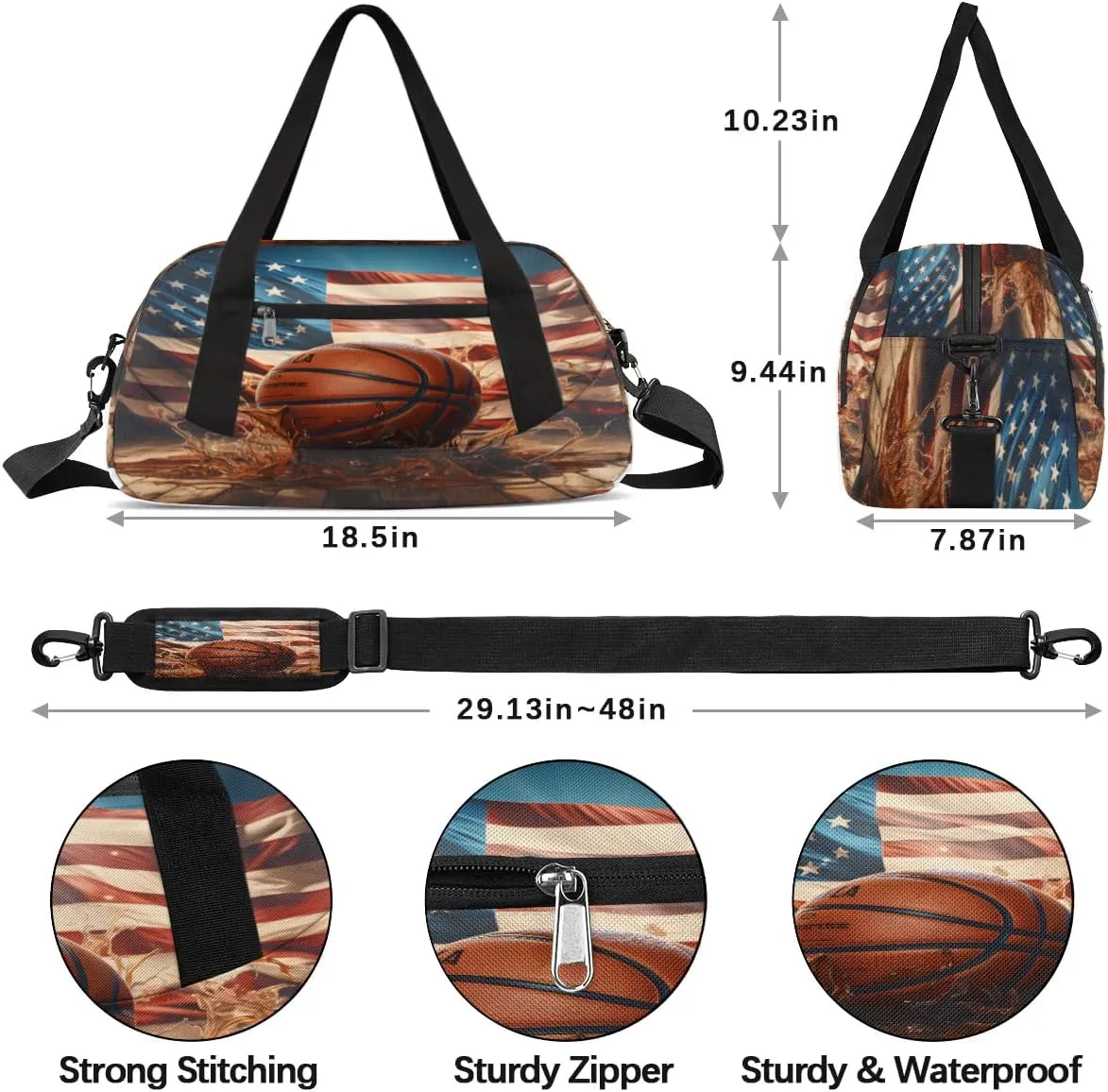 Sport Duffel Bag Basketball Design Kids Gym Bag Weekender Overnight Bags for Boys Girls Teens Carry On Workout Travel Bag