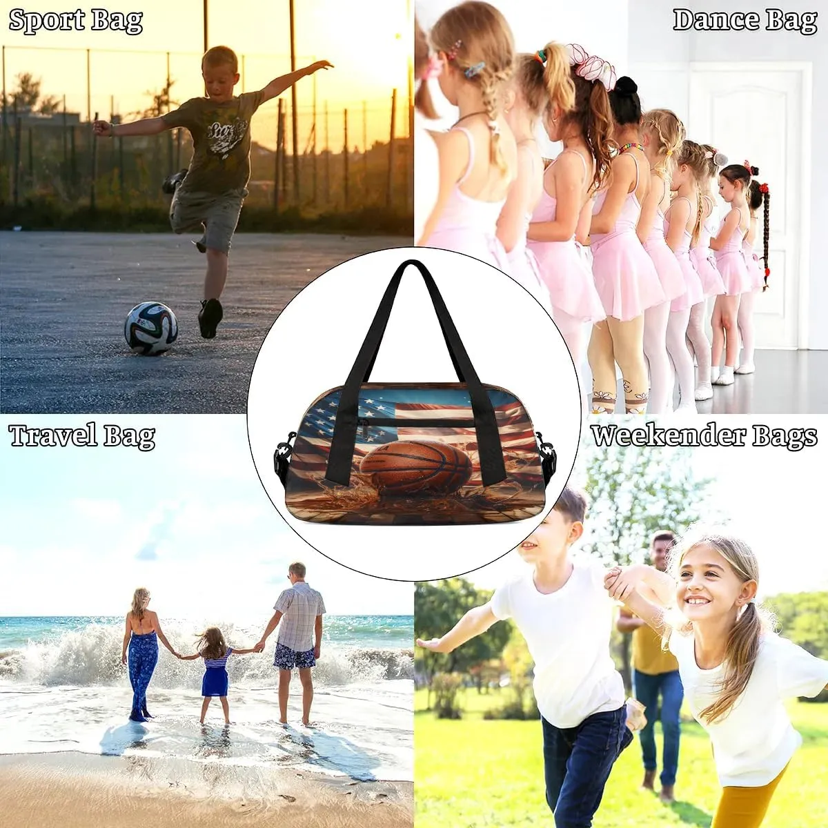 Sport Duffel Bag Basketball Design Kids Gym Bag Weekender Overnight Bags for Boys Girls Teens Carry On Workout Travel Bag
