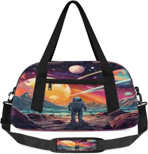 Sport Duffel Bag Space Astronaut Kids Gym Bag Weekender Overnight Bags for Boys Girls Teens Carry On Workout Travel Bag