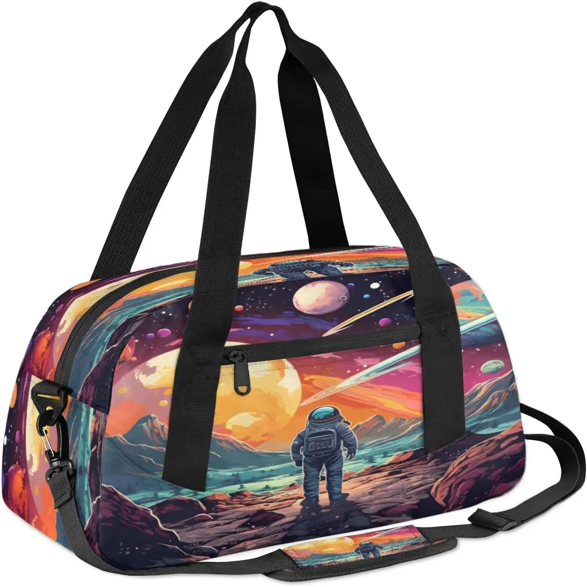 Sport Duffel Bag Space Astronaut Kids Gym Bag Weekender Overnight Bags for Boys Girls Teens Carry On Workout Travel Bag