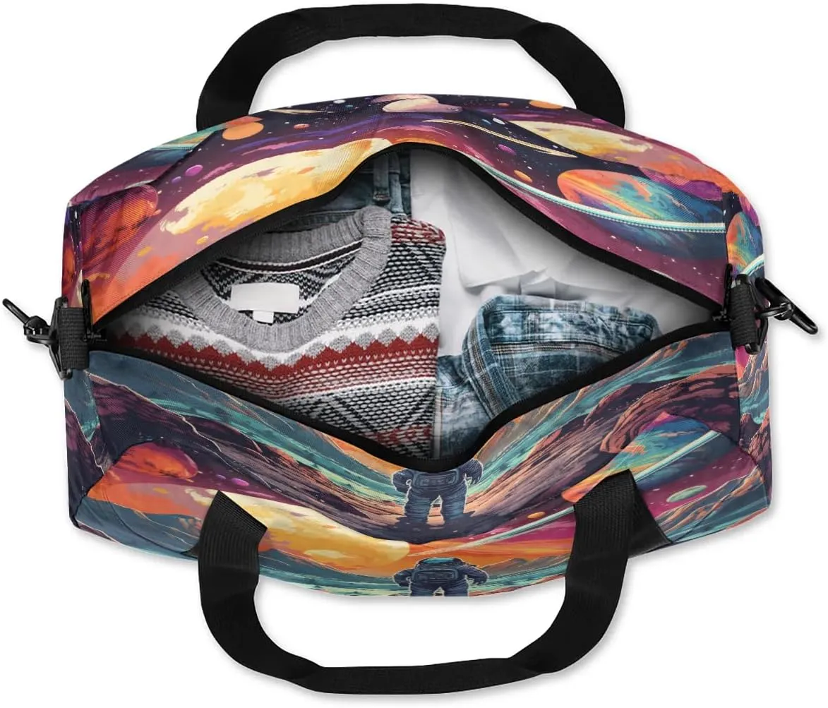 Sport Duffel Bag Space Astronaut Kids Gym Bag Weekender Overnight Bags for Boys Girls Teens Carry On Workout Travel Bag