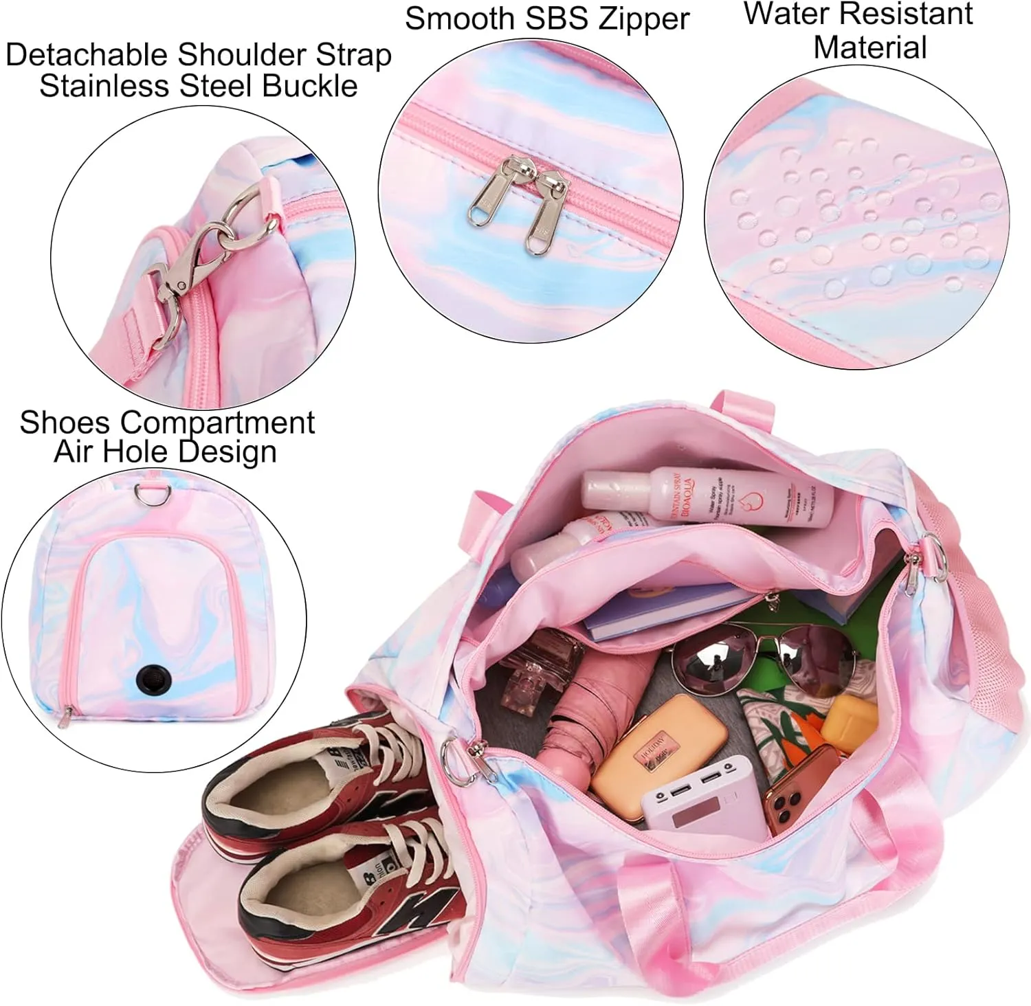 Sports Duffel for Girls Dance Bag Duffle Weekender Gym Travel Ballet Bags with Shoe Compartments
