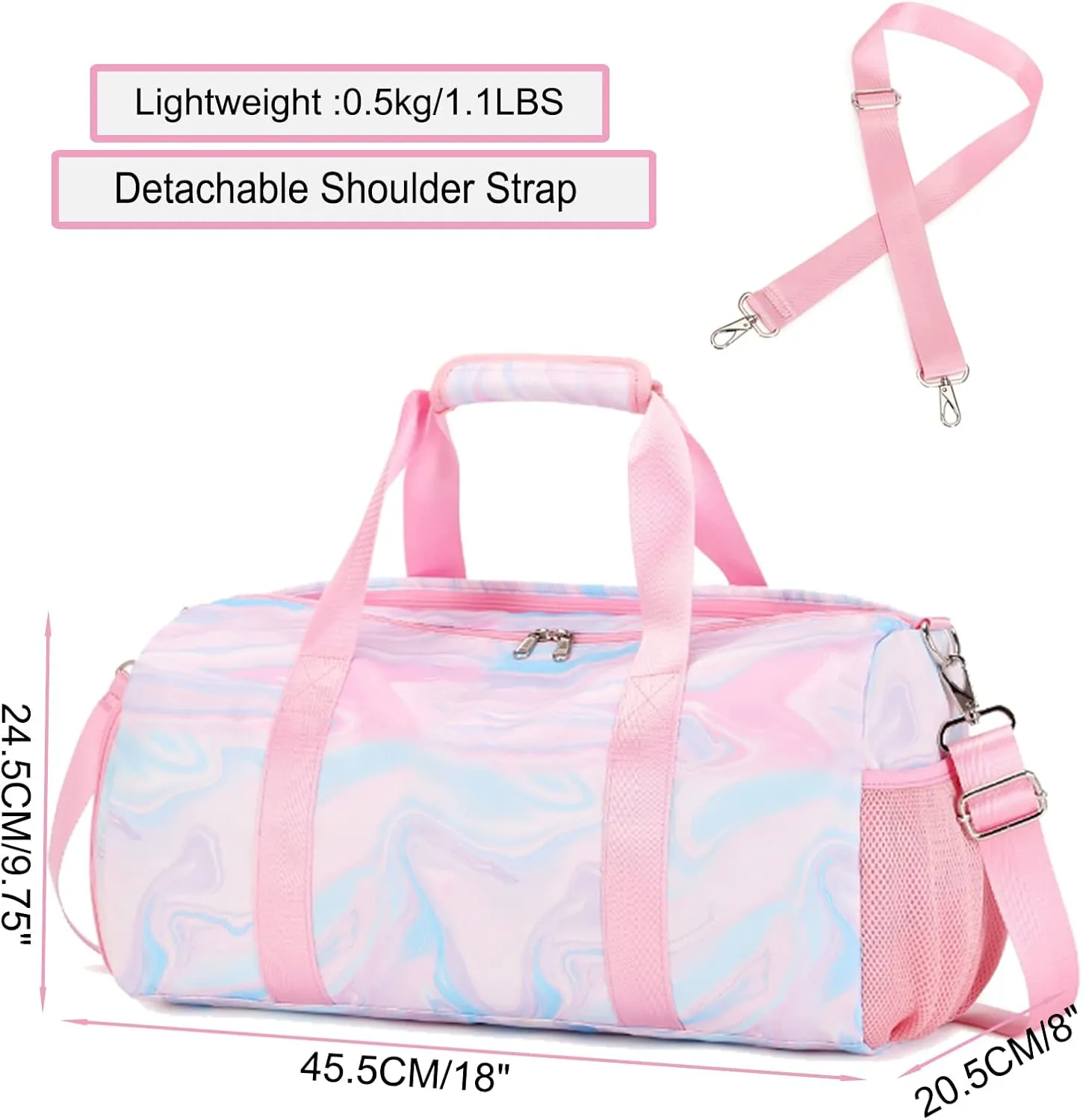 Sports Duffel for Girls Dance Bag Duffle Weekender Gym Travel Ballet Bags with Shoe Compartments