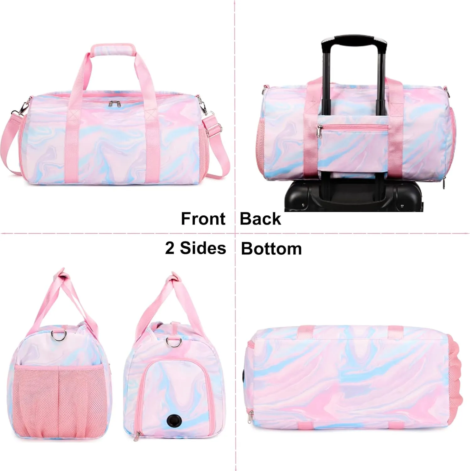 Sports Duffel for Girls Dance Bag Duffle Weekender Gym Travel Ballet Bags with Shoe Compartments