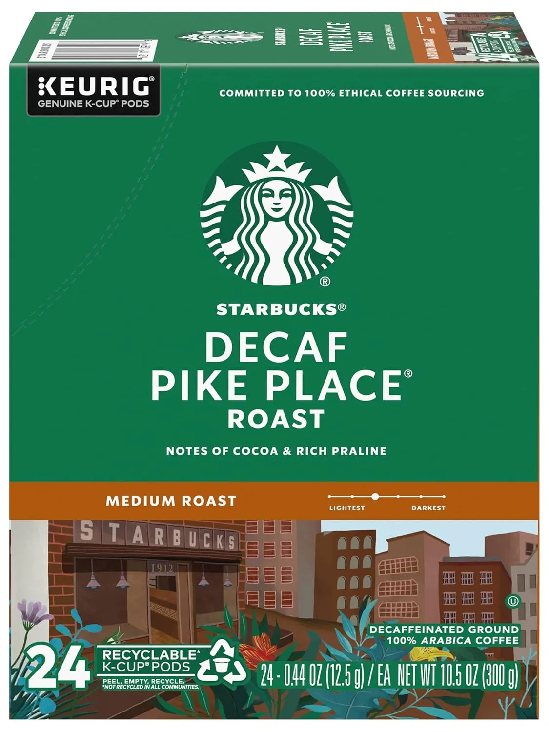 Starbucks Decaf Pike Place Roast K Cups, 24 Count (Pack of 2)