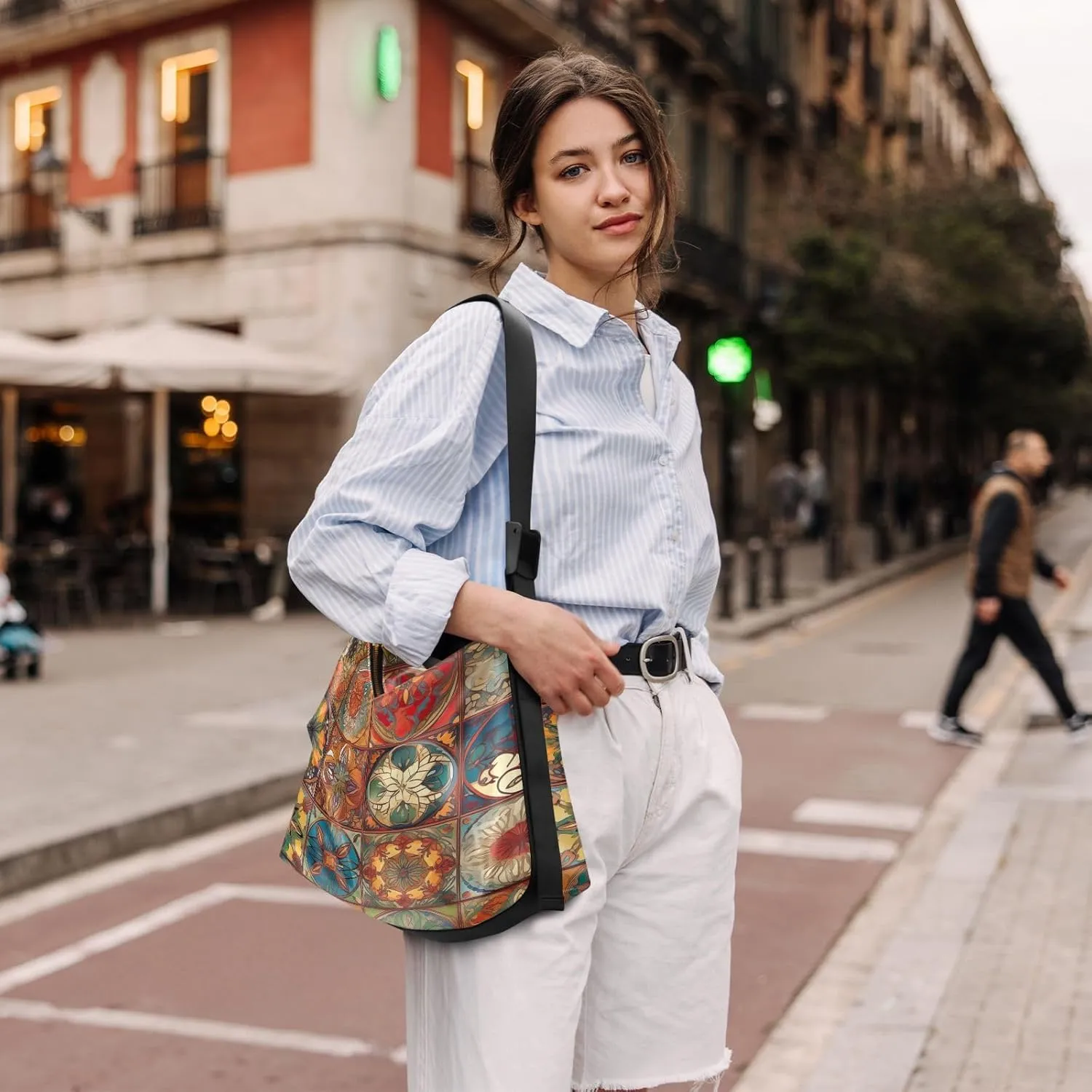 Stars in the Sky with Tree Shoulder Bag Leather, Leather Crossbody Shoulder Bag, Large Crossbody Bags Large Size