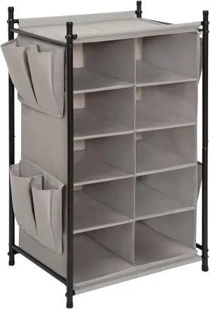 STORAGE MANIAC Shoe Cubby Organizer, Free Standing Shoe Cube Rack for Entryway, Bedroom, Apartment, Closet, 10-Cube Gray