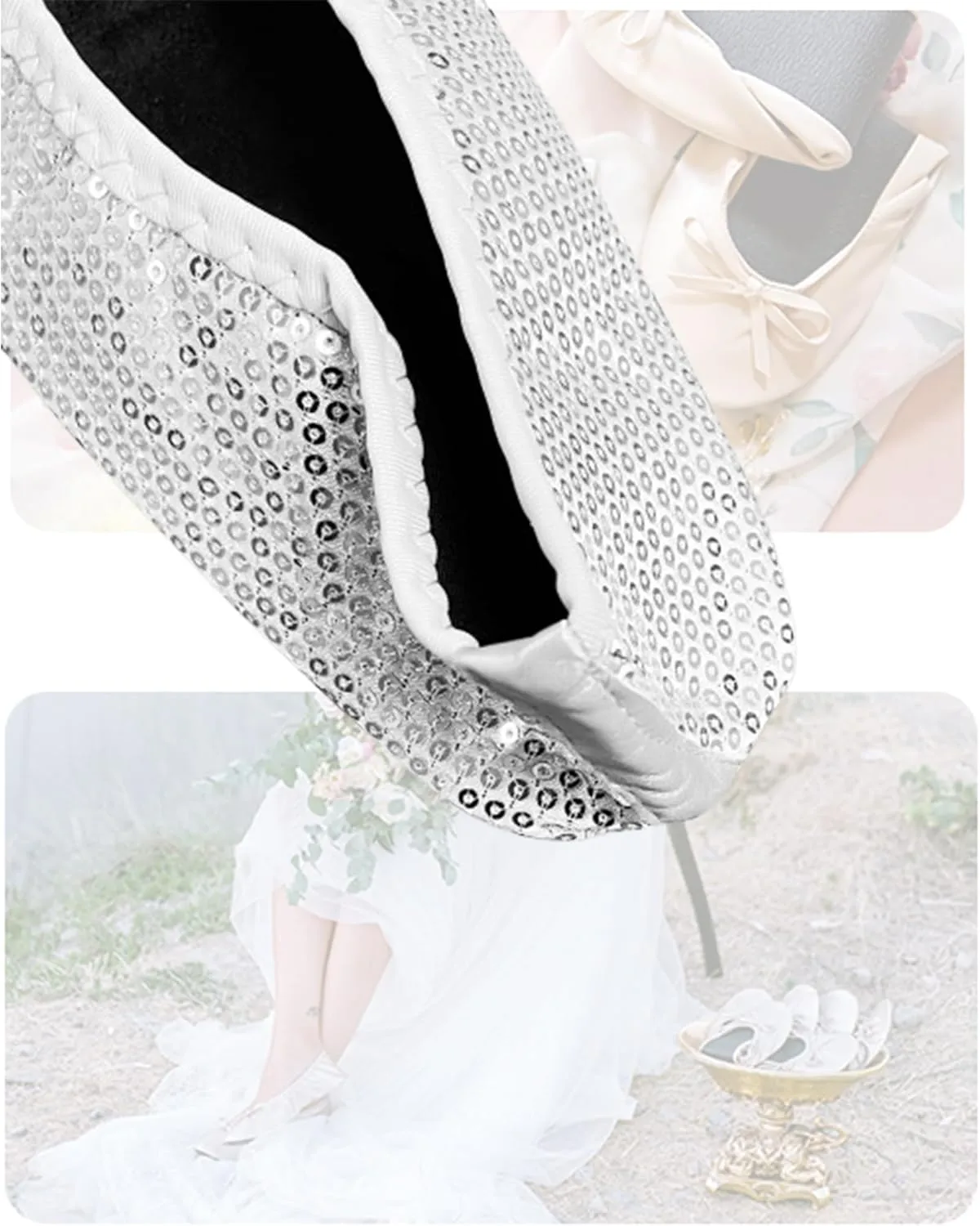 Stylish Foldable Ballet Flats for Women Portable Roll Up Travel Shoes for Wedding Bridesmaid Includes Carrying Pouch