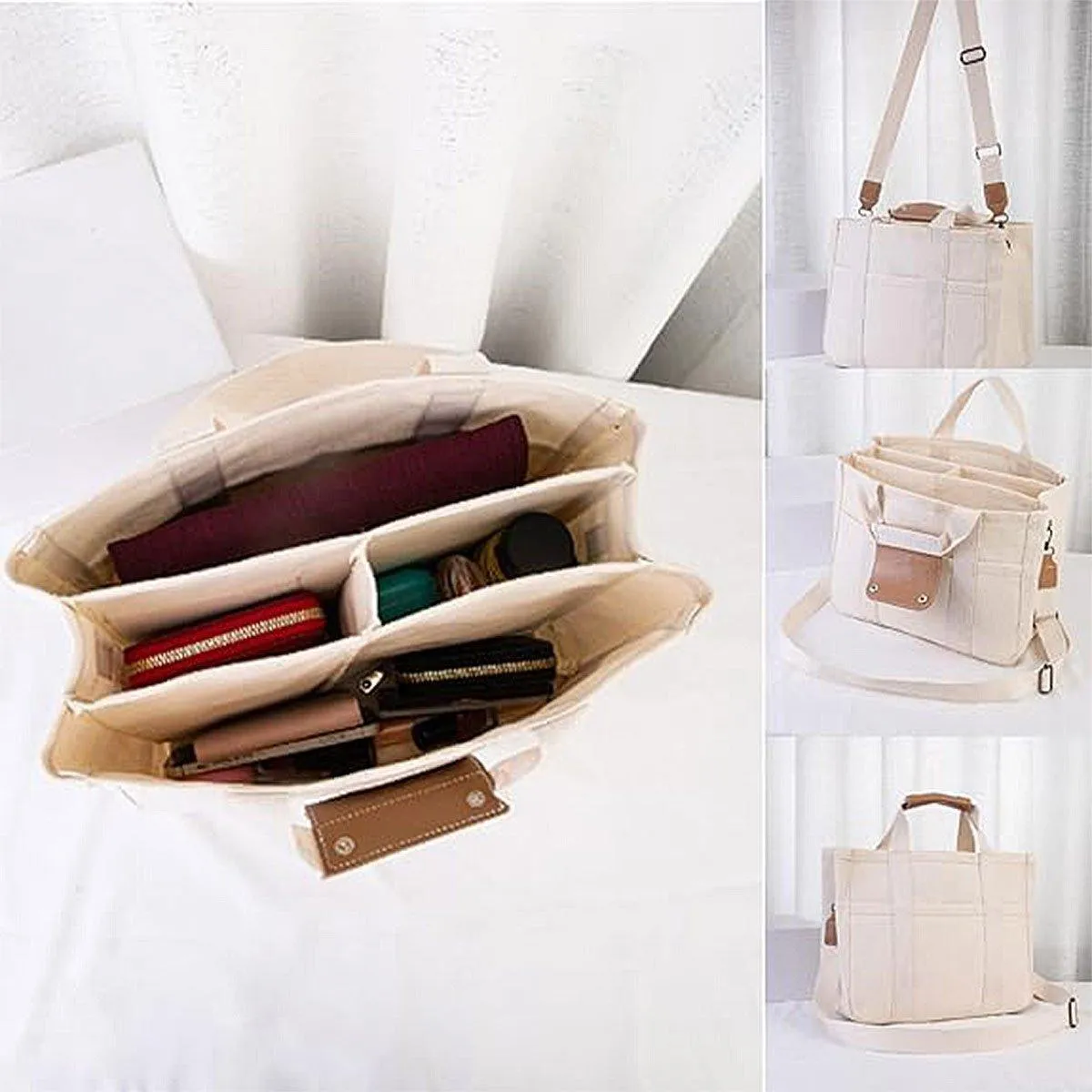 Stylish Multifunctional Mummy Bag Canvas Shoulder Crossbody Handheld Tote Bag