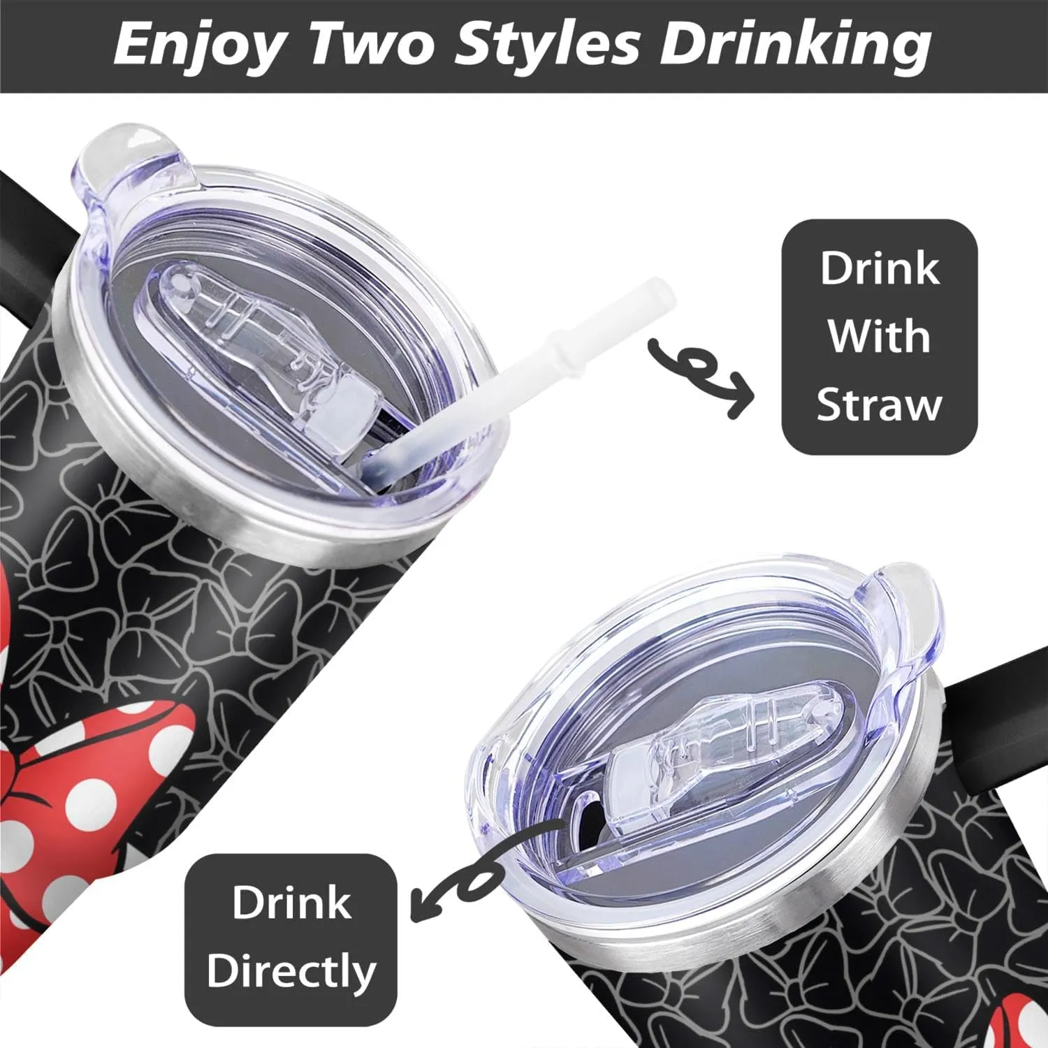 Sunmdecor 40 Oz Tumbler with Handle and Silicone Straws, Coffee Insulated Tumbler with Handle, 40oz tumbler with handle