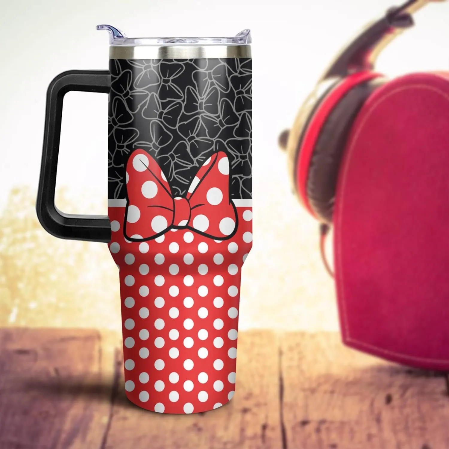 Sunmdecor 40 Oz Tumbler with Handle and Silicone Straws, Coffee Insulated Tumbler with Handle, 40oz tumbler with handle