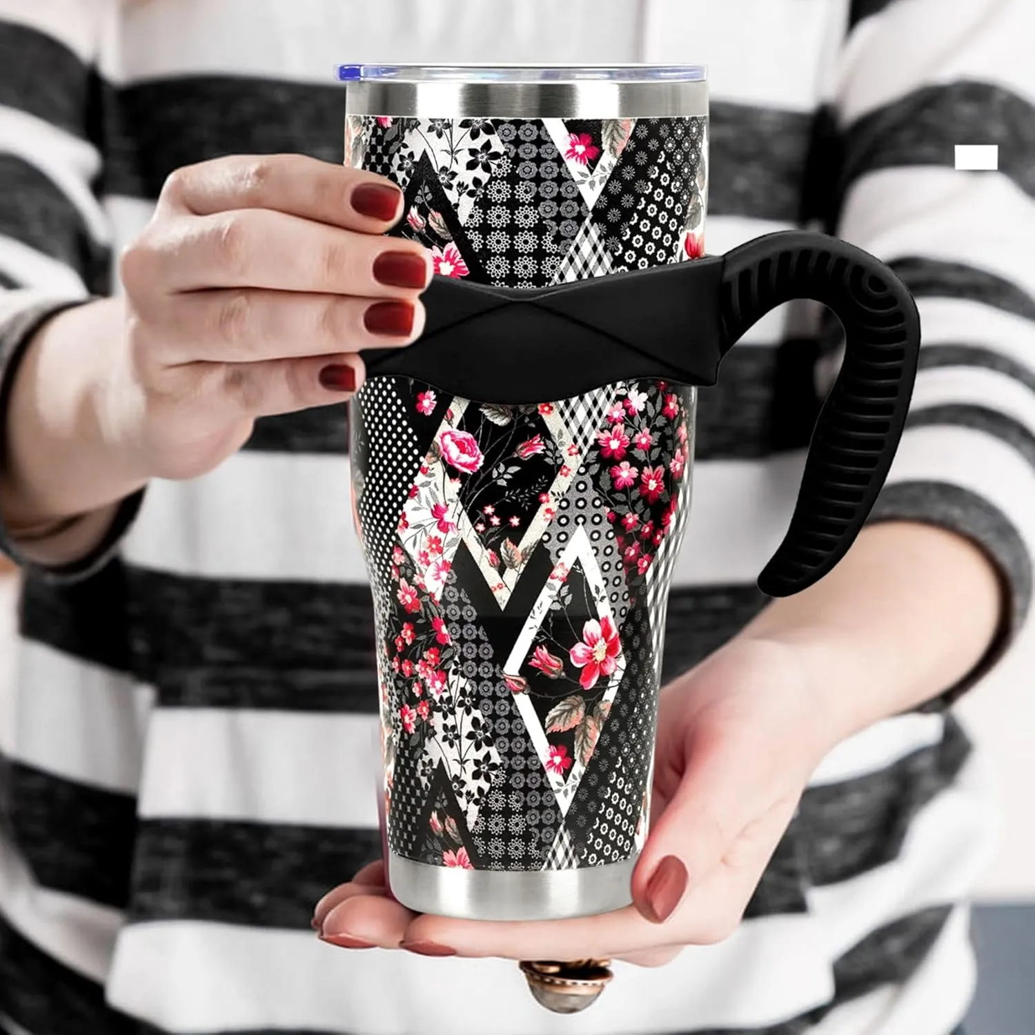 Sunmdecor Pioneer Women Flower Tumbler with Handle and Silicone Straws - 40 Oz Monther's day Cups gifts Insulated Tumbler - Brithdaty Gifts for Mon Daughter Grandma