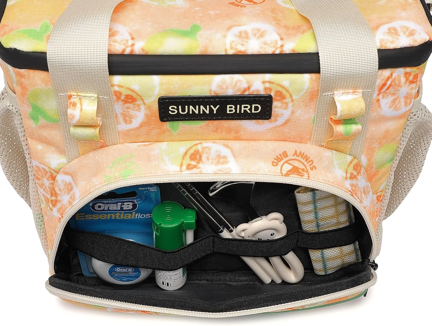 SUNNY BIRD 12L Large Insulated Lunch Bag, Leakproof and Foldable Lunch Cooler Box for Women Adult and Men, Fits 18 Cans (Grapefruit Pink)
