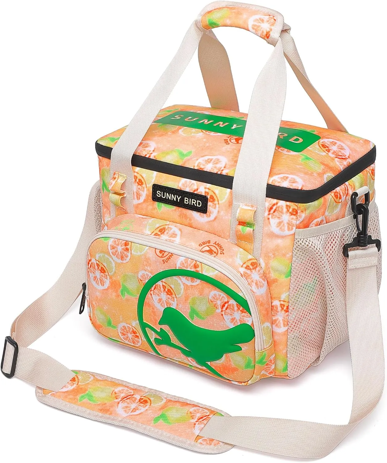 SUNNY BIRD 12L Large Insulated Lunch Bag, Leakproof and Foldable Lunch Cooler Box for Women Adult and Men, Fits 18 Cans (Grapefruit Pink)