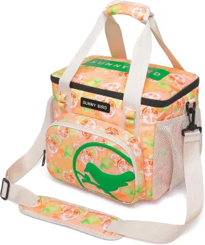 SUNNY BIRD 12L Large Insulated Lunch Bag, Leakproof and Foldable Lunch Cooler Box for Women Adult and Men, Fits 18 Cans (Grapefruit Pink)