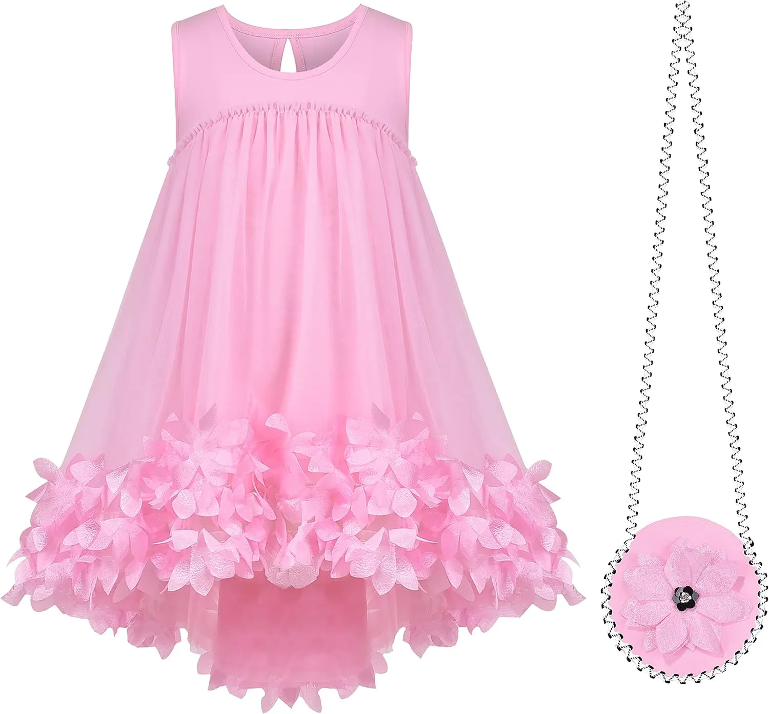 Sunny Fashion Girls Dress A-line Cute Handbag White Princess Size 5-10